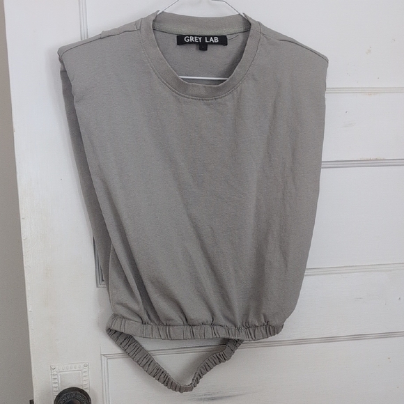 GREY LAB Tops - GREY LAB Gray Muscle Tee with Crew Neck and Sleeveless Design
